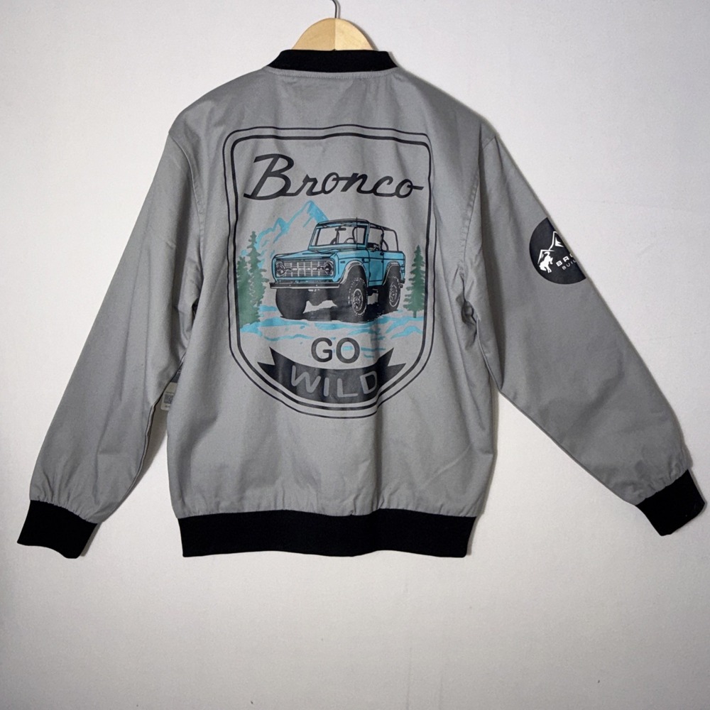NWT Ford Roadtrip Bronco Grey‎ Driving Snap Down Men's Jacket Size Small Pockets